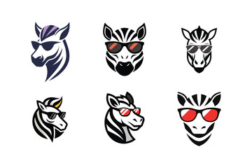 Cool Zebra Mascot with Sunglasses Logo Bundle