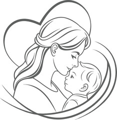 Mother and Baby Silhouette SVG for Parenthood and Love Designs