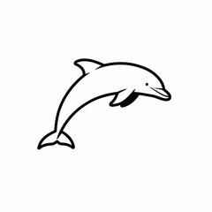 Fototapeta premium Black and white illustration of a dolphin jumping.