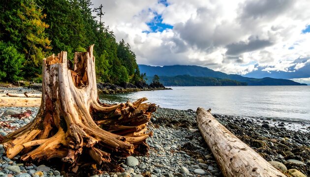 Coastal stump and driftwood - Powered by Adobe