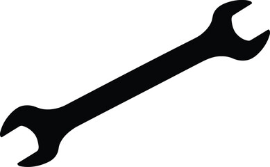 Black silhouette of a double open-ended wrench isolated on white vector