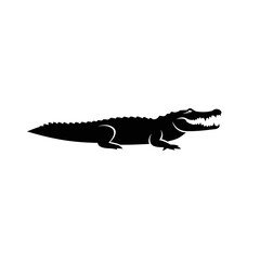 Naklejka premium Silhouette of an alligator with its mouth open, showing teeth.