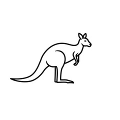 Fototapeta premium Simple line drawing of a kangaroo standing sideways.