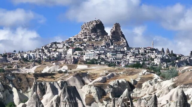 Cappadocia Fairy Chimneys Drone Video,  Goreme National Park Cappadocia (Kapadokya), Uchisar Nevsehir, Turkiye (Turkey)