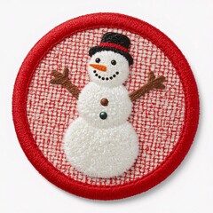 Fototapeta premium Patch_Snowman, Patch_Christmas, Patch_Embroidery, Patch_Applique, Patch_Handmade, Patch_Textile, Patch_Stitching, Patch_Yarn, Patch_Thread, Patch_Weaving, Patch_Needlework, Patch_Craft, Patch_Ornament