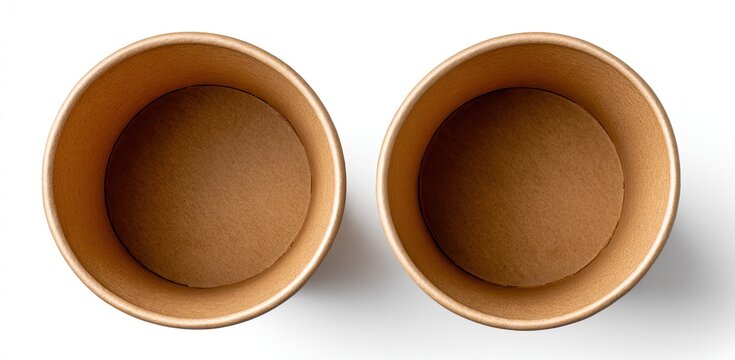 Two empty light brown cardboard cups