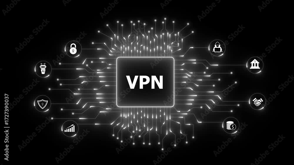 Poster vpn technology network connectivity security digital data protection financial transactions ai. vpn 