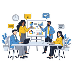 illustration of a business meeting of people in the office