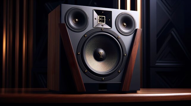 A photo of a sleek modern PA speaker