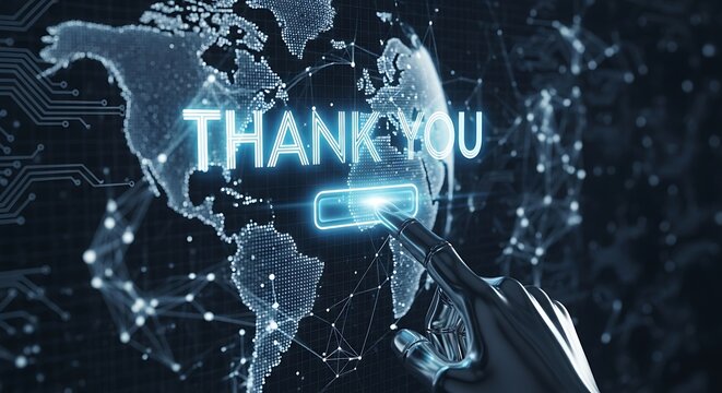 Digital Global Map with Thank You Message and Touchscreen Interaction - Powered by Adobe