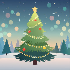 Obraz premium brightly illuminated Christmas tree adorned with bokeh lights