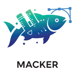 Mackerel Fish Logo with Graphic Design Tools