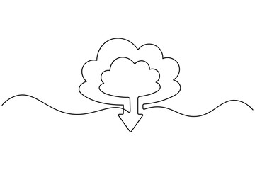 Cloud Computing Data Storage and Backup Continuous Line Art Vector Illustration.