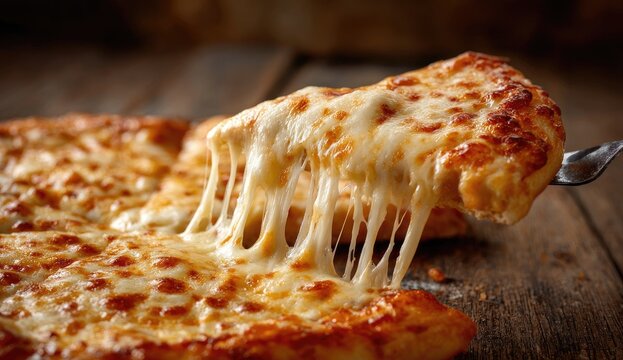 Melted cheese pizza slice
