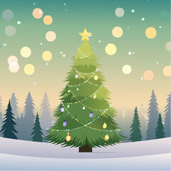 Obraz premium brightly illuminated Christmas tree adorned with bokeh lights
