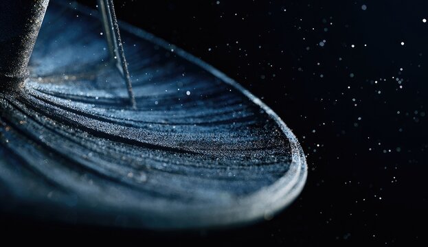 Close-up of a dark blue, spiraling, abstract form
