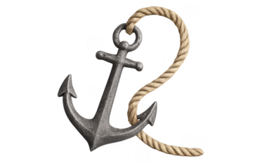 Anchor and rope providing stability marine symbol