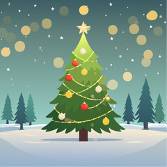 Obraz premium brightly illuminated Christmas tree adorned with bokeh lights