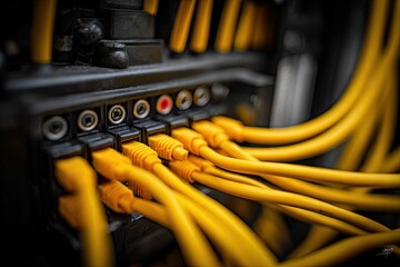 Close-up of network cables and connectors