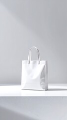 White tote bag on white surface