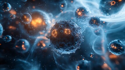 Abstract cosmic orbs with fiery centers isolated on white background