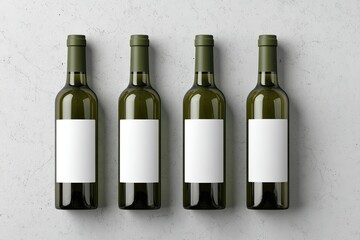 Four wine bottles with blank labels