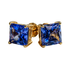 Princess Cut Sapphire Gold Earrings Elegant Timeless Beauty 