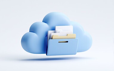 3D rendering of a cloud storage icon