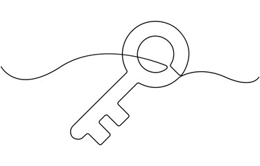 Continuous one line home key drawing Vector.