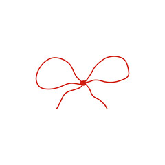 Whimsical coquette pink bow ribbon with red outline. Cute and elegant design element for Valentines Day, packaging, greeting cards, scrapbooking, feminine branding, and decorations. Vector art