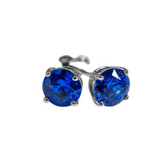 Royal Blue Sapphire Stud Earrings Elegant Sparkling Timeless Jewelry