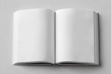Open book, blank pages, light gray background (1)