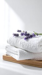 White towels and lavender sprigs