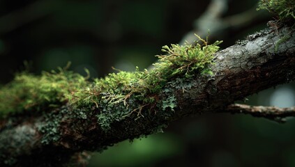 Close-up of moss on a tree branch