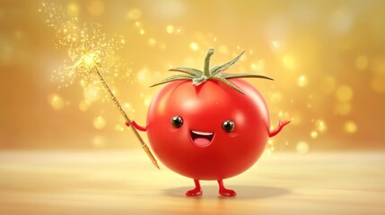 Cute tomato character with sparkler