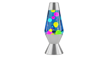 Retro Lava Lamp with Colorful Wax and Silver Base.
