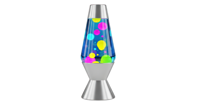 Retro Lava Lamp with Colorful Wax and Silver Base.
