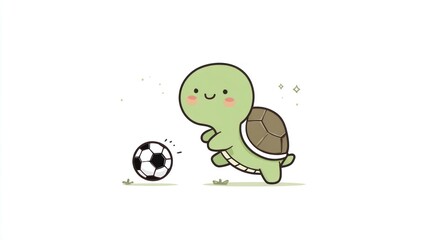 Cute turtle playing soccer