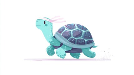 Cute turtle running
