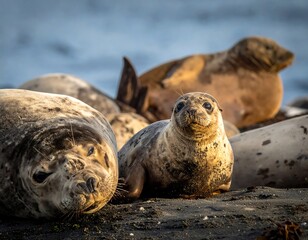 Seals resting on the beach