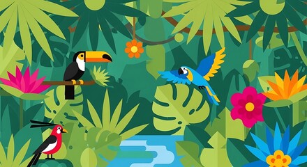 Tropical Birds in Jungle. (6)