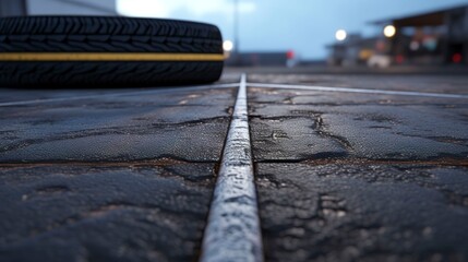 A photo of a tire skid mark on asphalt