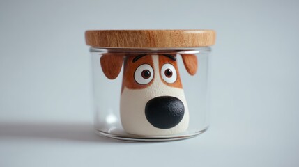 Dog head in glass jar