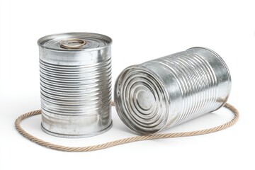 Two tin cans connected by a string