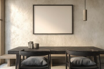 Modern minimalist dining room scene