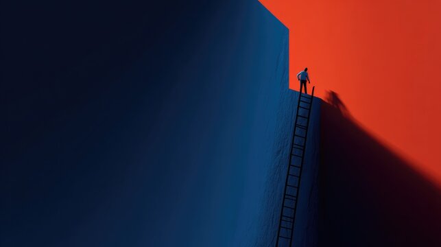 Ukraine conceptual illustration (If you want the political context)
Digital illustration blue and yellow contrast
Silhouette climbing chasm art
Moving from dark to light conceptual