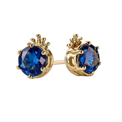 Sapphire Gold Crown Style Earrings Elegant Design 