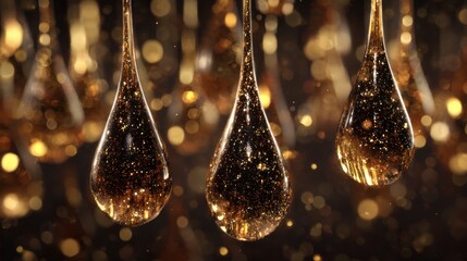 Golden liquid drops
