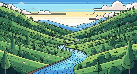 Valley River Landscape. (2)