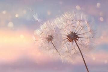 Dandelions at sunset